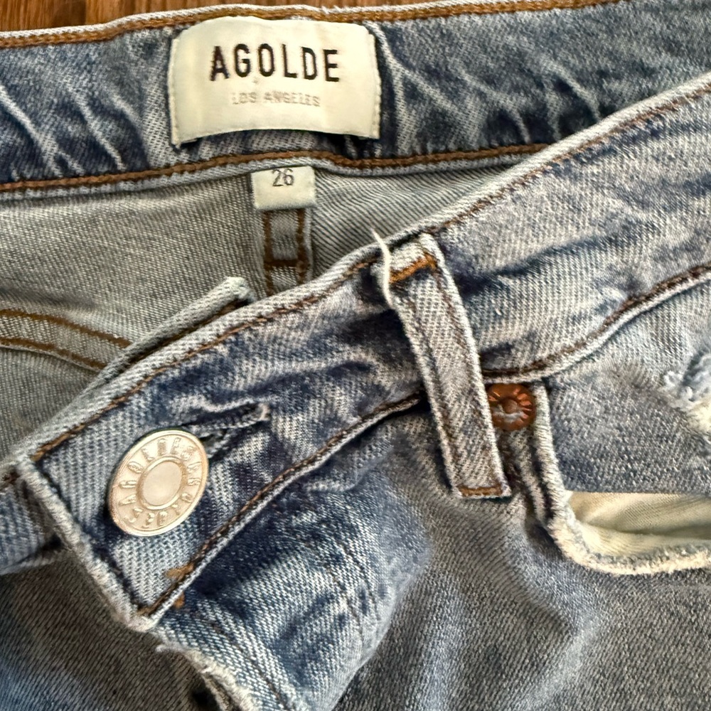 AGOLDE Women's Nico High Rise Straight Leg Jeans Slim Raw Hem Denim Size 26 - Picture 5 of 10